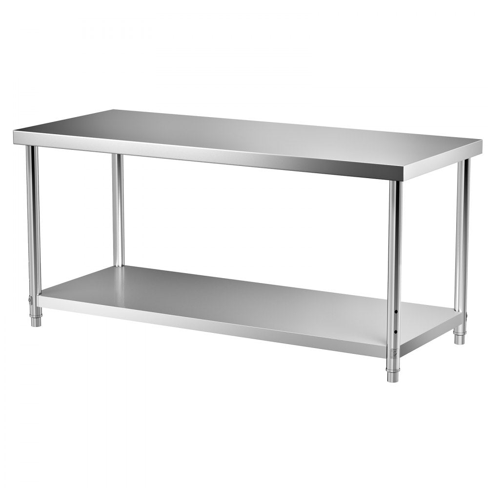 VV-SSWT-WJL-7230 - Heavy-Duty Stainless Steel Prep Table with Adjustable Shelves