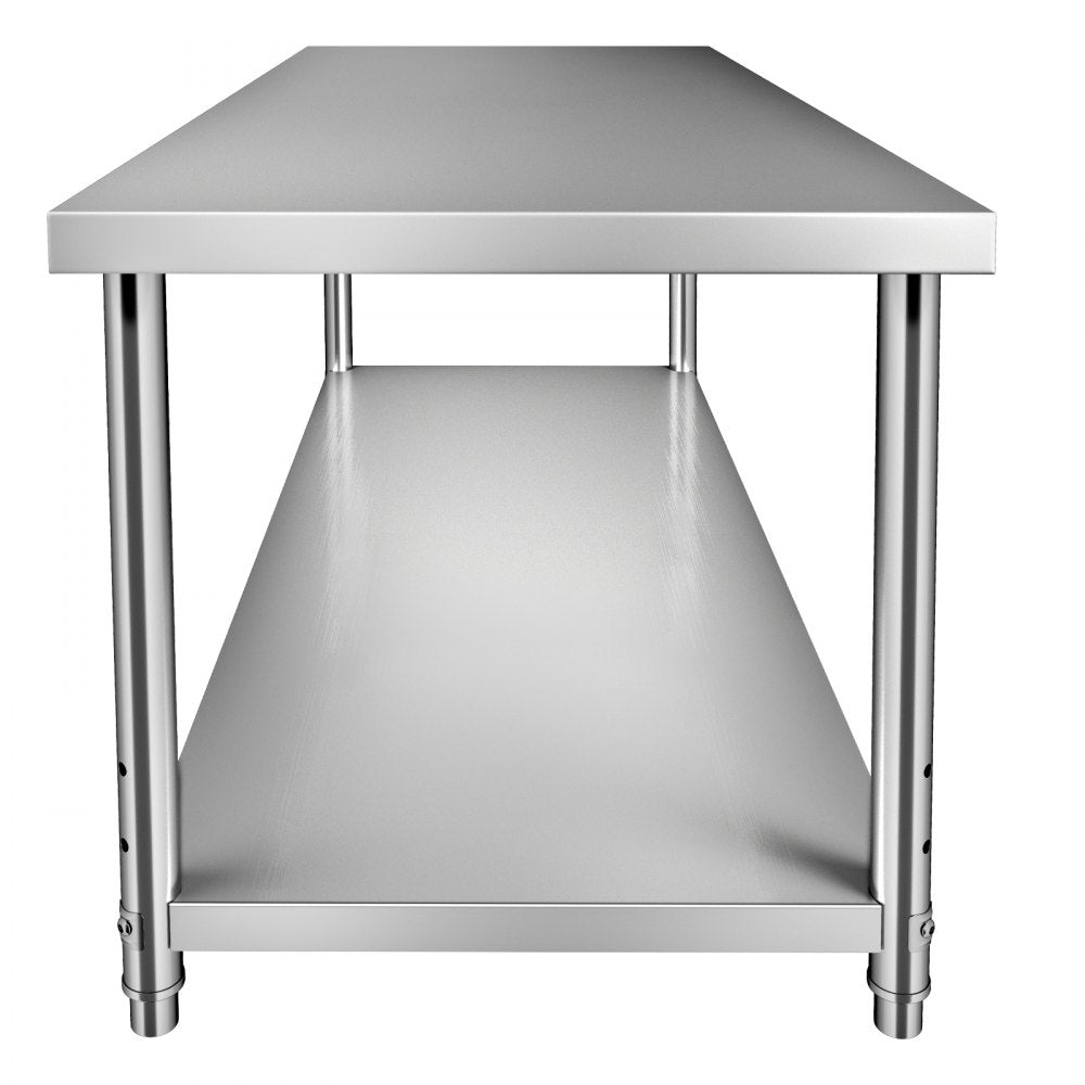 VV-SSWT-WJL-7230 - Heavy-Duty Stainless Steel Prep Table with Adjustable Shelves