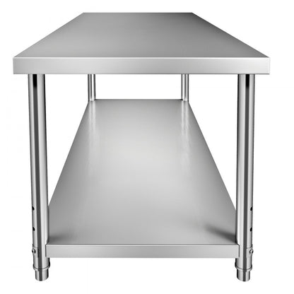 VV-SSWT-WJL-7230 - Heavy-Duty Stainless Steel Prep Table with Adjustable Shelves