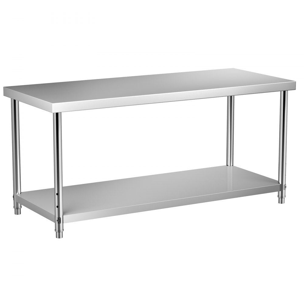 VV-SSWT-WJL-7230 - Heavy-Duty Stainless Steel Prep Table with Adjustable Shelves