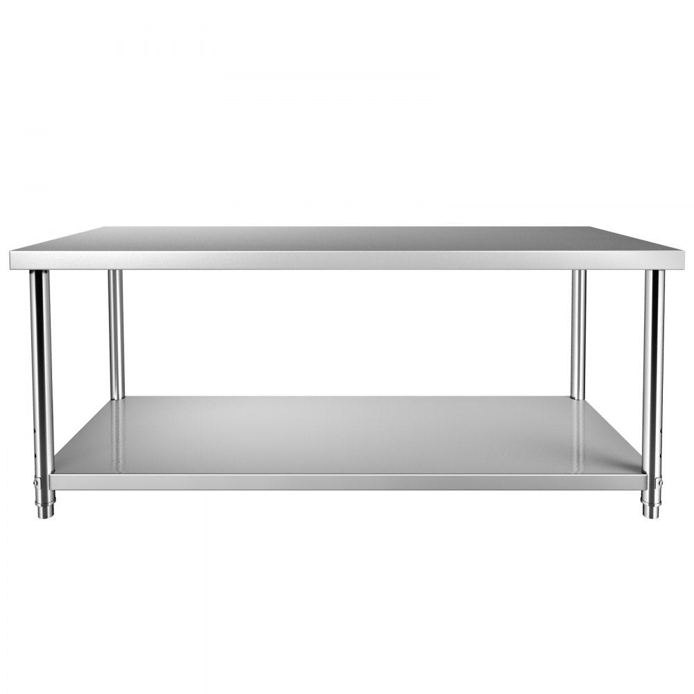 VV-SSWT-WJL-7230 - Heavy-Duty Stainless Steel Prep Table with Adjustable Shelves