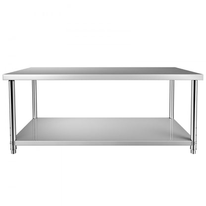 VV-SSWT-WJL-7230 - Heavy-Duty Stainless Steel Prep Table with Adjustable Shelves