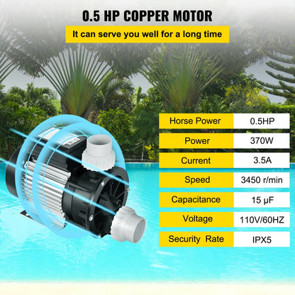 DH 370 - Durable 0.5 HP VEVOR Pool Pump with Thermal Protection