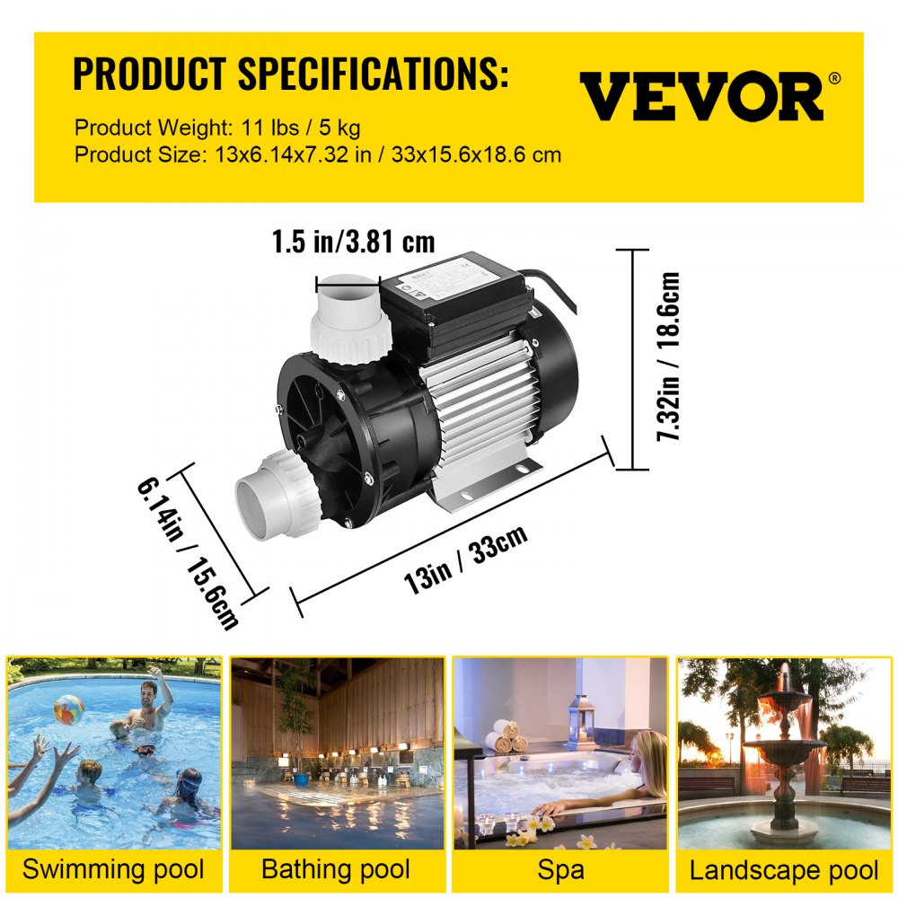 DH 370 - Durable 0.5 HP VEVOR Pool Pump with Thermal Protection