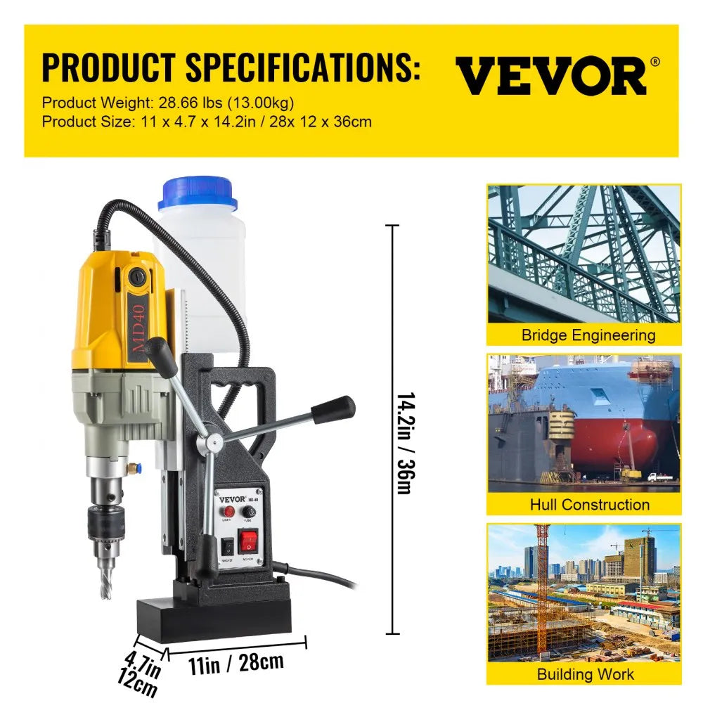 VV-MD-US7 - 1100W Magnetic Drill Press for Precision Metal Work