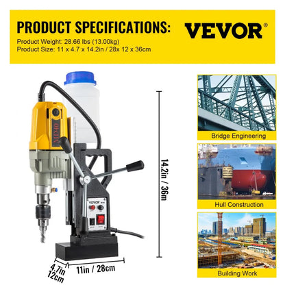 VV-MD-US7 - 1100W Magnetic Drill Press for Precision Metal Work