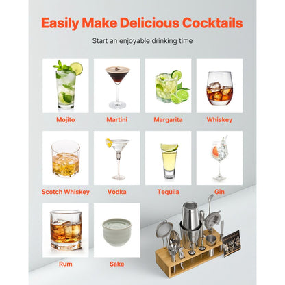 CL-01 - 13-Piece Stainless Steel Cocktail Shaker Set for Home Bartenders