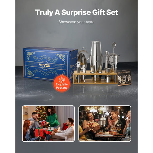 CL-01 - 13-Piece Stainless Steel Cocktail Shaker Set for Home Bartenders