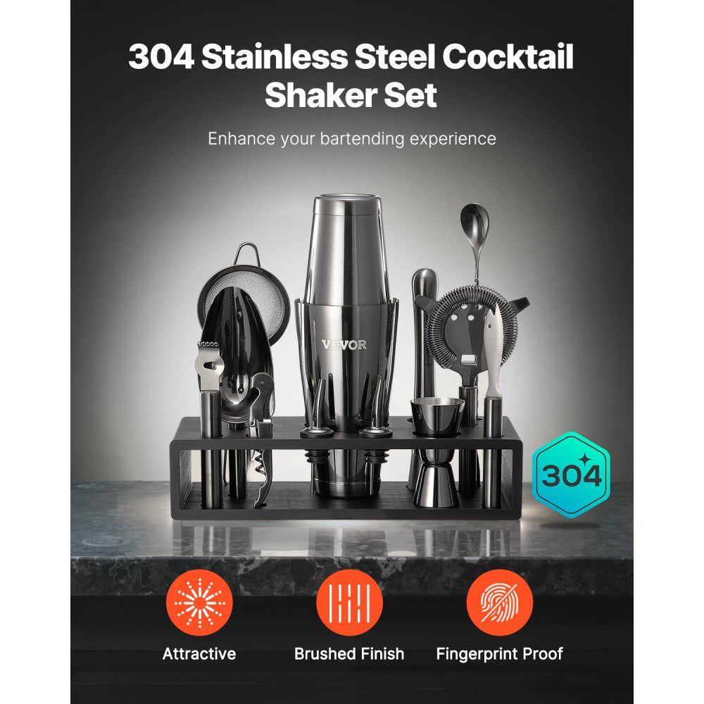 CL-02 - 13-Piece Stainless Steel Cocktail Shaker Set for Home Bartending