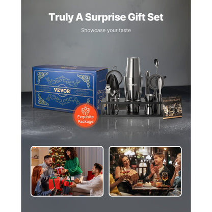 CL-02 - 13-Piece Stainless Steel Cocktail Shaker Set for Home Bartending