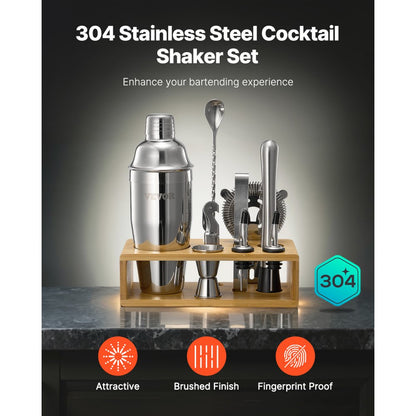 CL-03 - Professional Stainless Steel 10-Pc Cocktail Shaker Set for Home Bartending