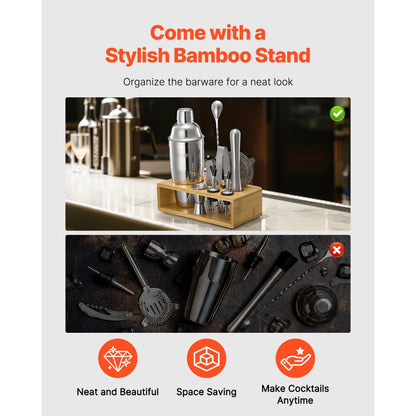 CL-03 - Professional Stainless Steel 10-Pc Cocktail Shaker Set for Home Bartending