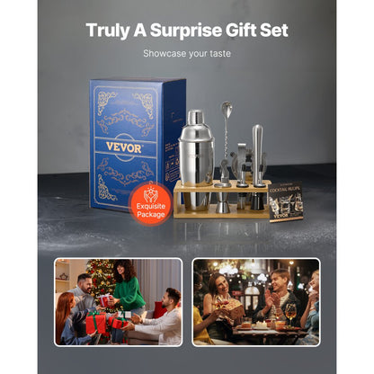 CL-03 - Professional Stainless Steel 10-Pc Cocktail Shaker Set for Home Bartending