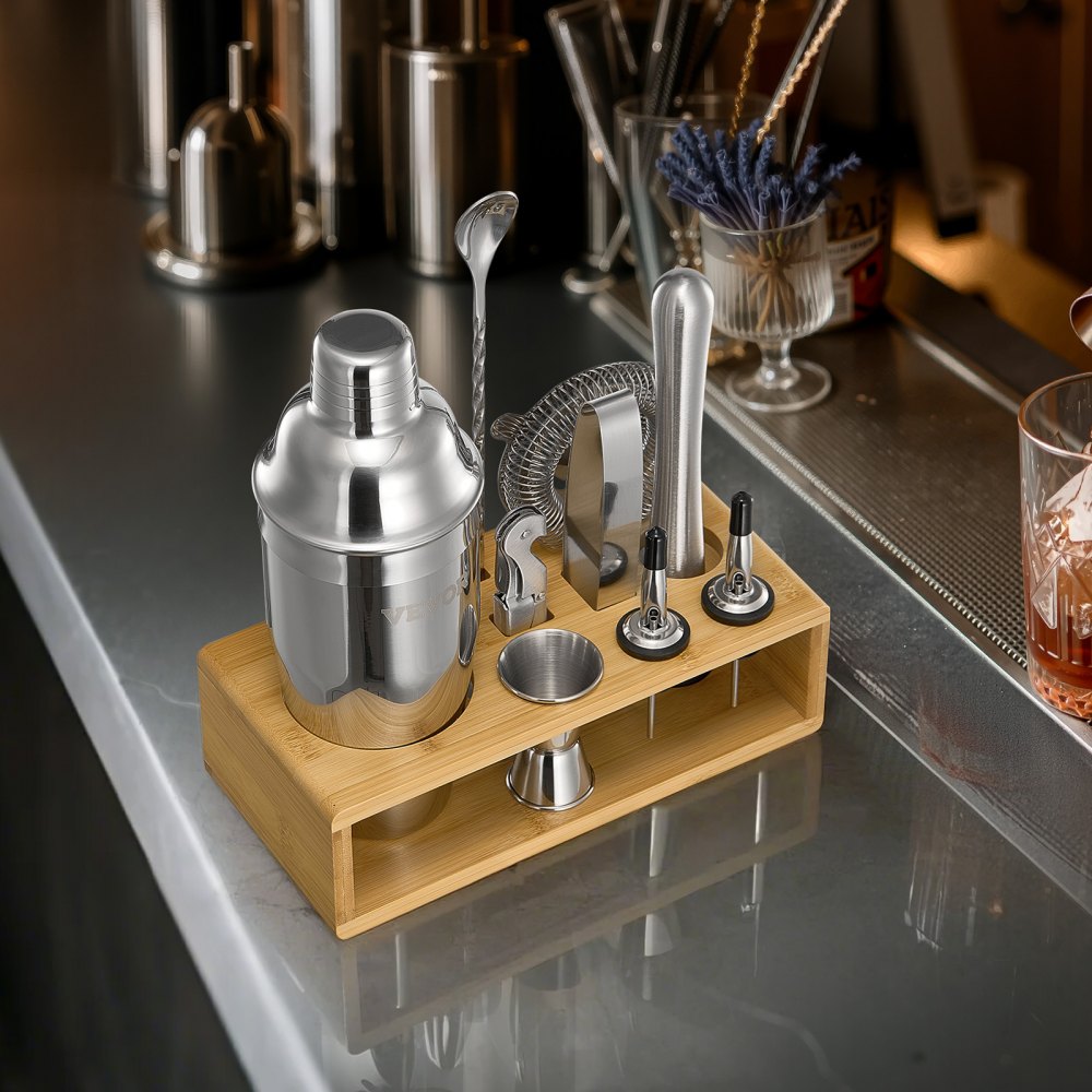 CL-03 - Professional Stainless Steel 10-Pc Cocktail Shaker Set for Home Bartending