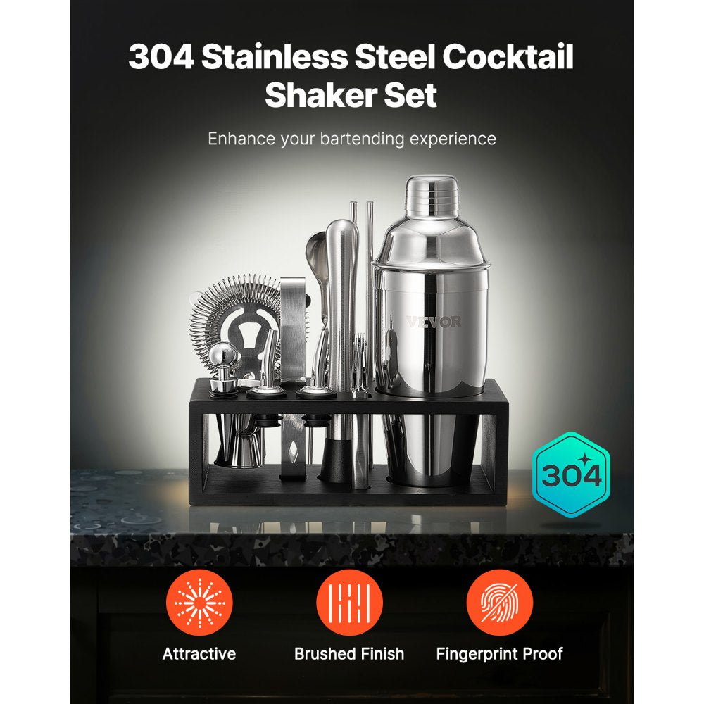 CL-04 - 13-Piece Stainless Steel Cocktail Shaker Set for Home Bartending