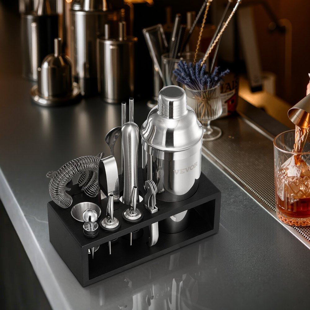 CL-04 - 13-Piece Stainless Steel Cocktail Shaker Set for Home Bartending