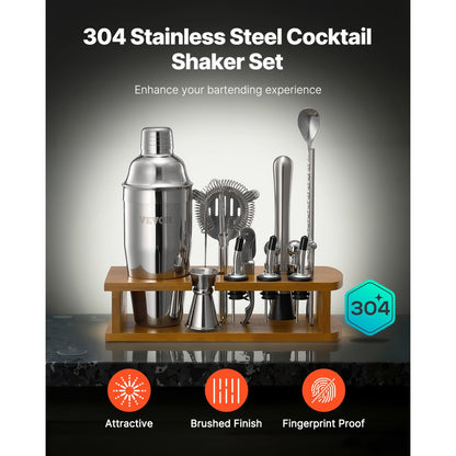 CL-05 - 18-Piece Stainless Steel Cocktail Shaker Set for Home Bartenders