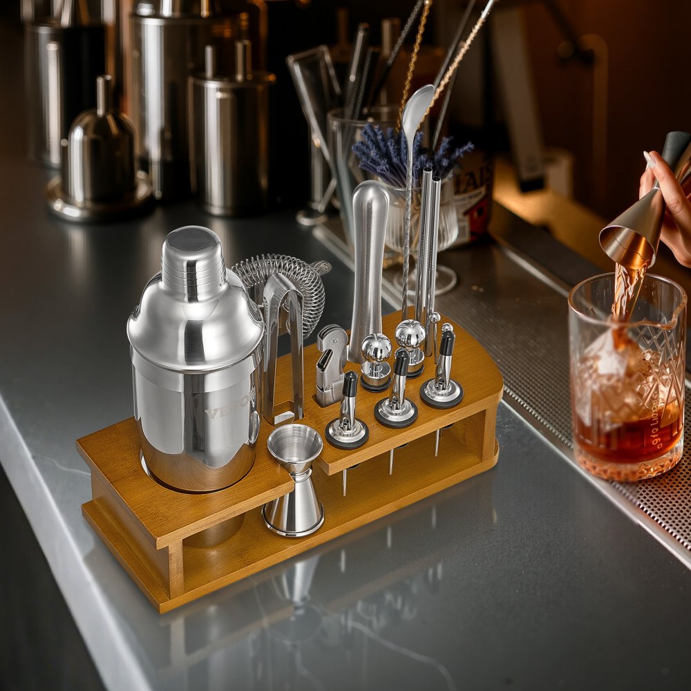 CL-05 - 18-Piece Stainless Steel Cocktail Shaker Set for Home Bartenders