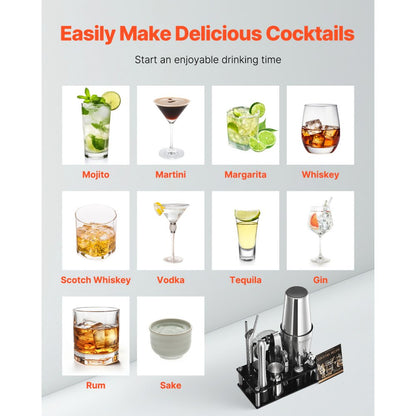 CL-07 - 14-Piece Stainless Steel Cocktail Shaker Set for Home Bartending