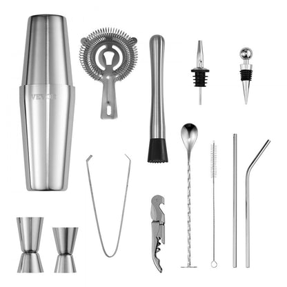 CL-07 - 14-Piece Stainless Steel Cocktail Shaker Set for Home Bartending