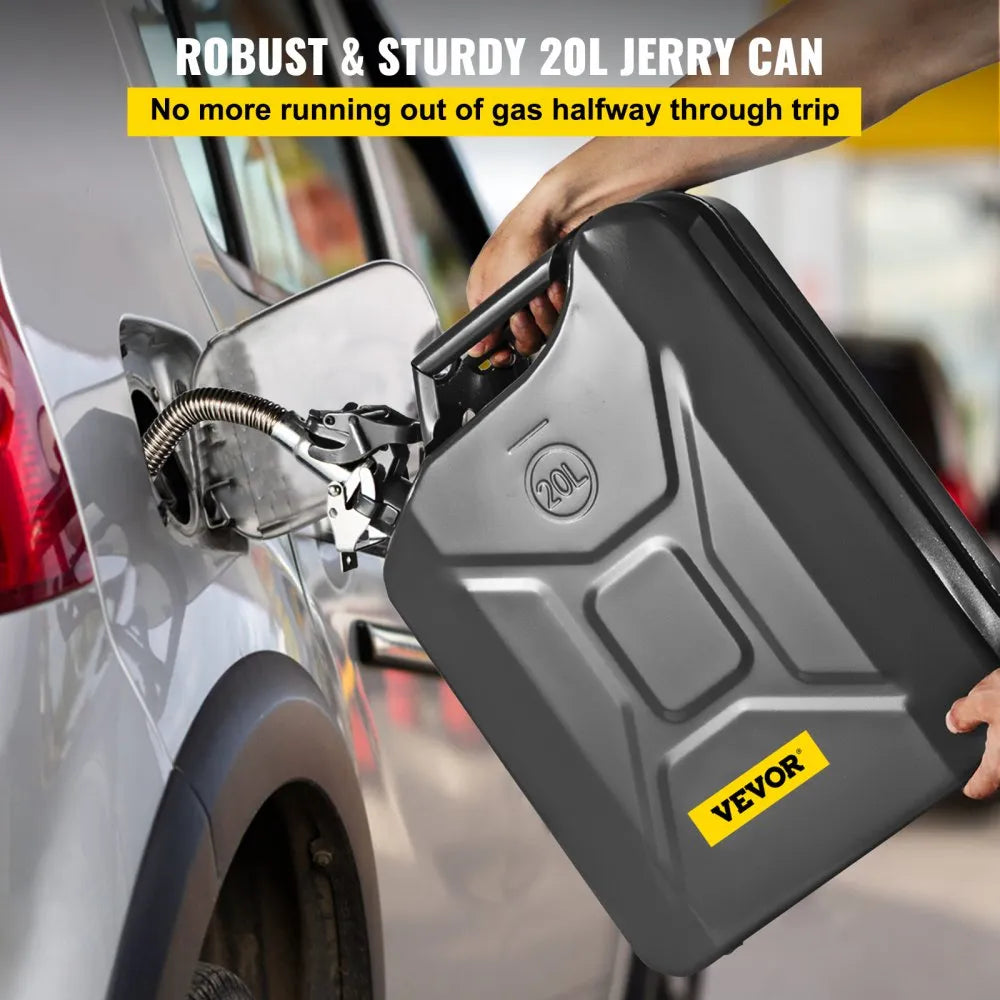 1X20LBLACK - 5.3 Gallon Steel Jerry Can for Safe Fuel Storage