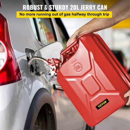 1X20LRED - 5.3 Gallon VEVOR Steel Jerry Fuel Can with Flexible Spout