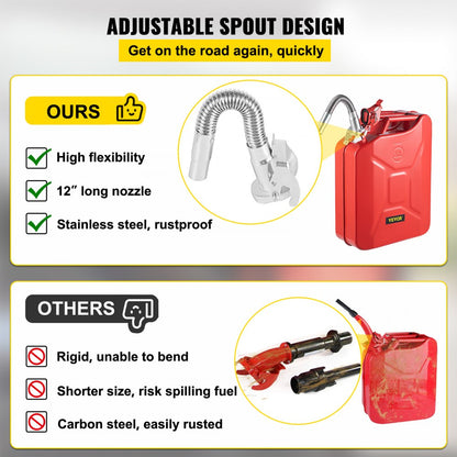 1X20LRED - 5.3 Gallon VEVOR Steel Jerry Fuel Can with Flexible Spout