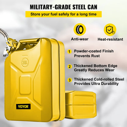 1X20LYELLOW - 5.3-Gallon Steel Jerry Can with Quick Spout System