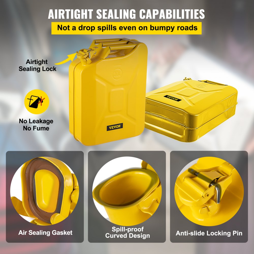 1X20LYELLOW - 5.3-Gallon Steel Jerry Can with Quick Spout System