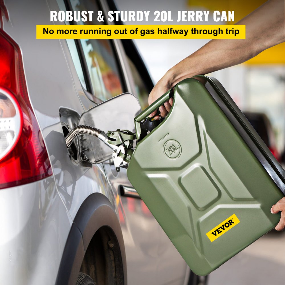 1X20LGREEN - Durable 5.3-Gallon Steel Jerry Can with Fast-Flow Spout
