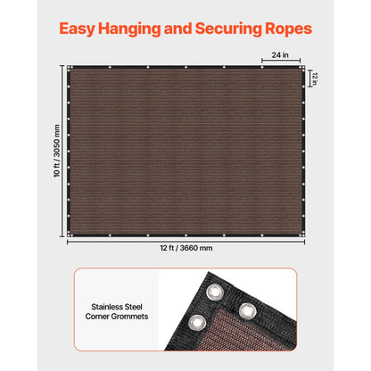 SSZGB-05 - 10x12 ft HDPE Sun Shade Cloth with Grommets & Accessories