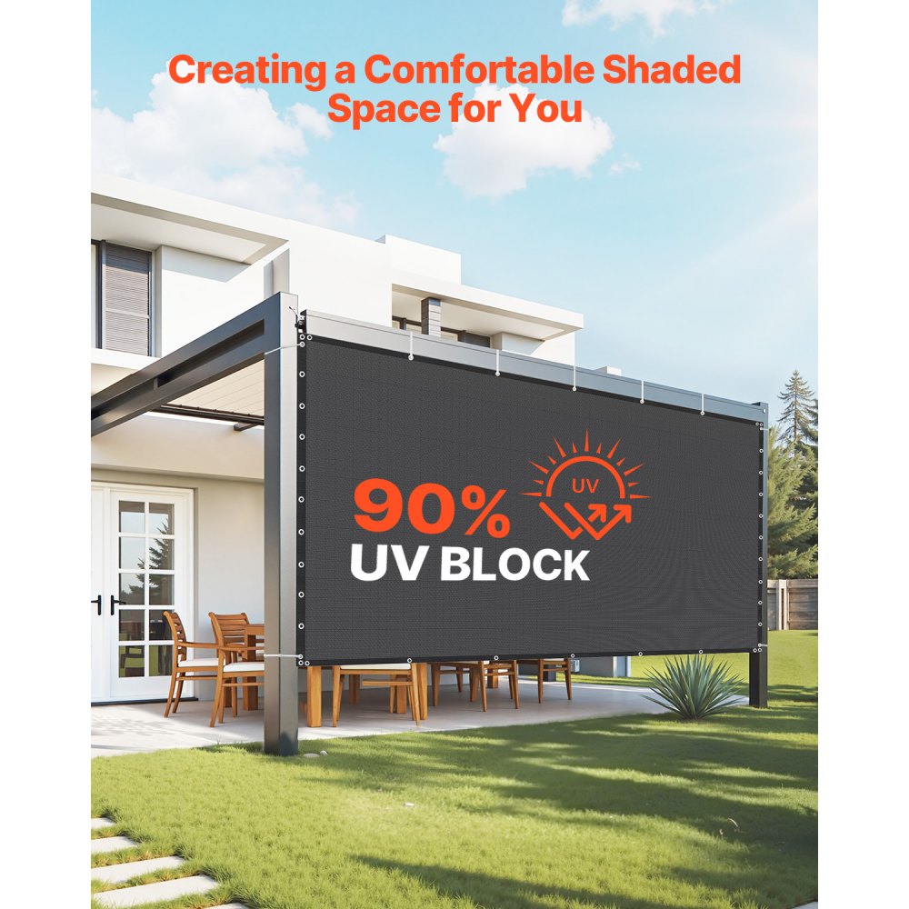 SSZGB-06 - 10x12 ft Durable HDPE Sun Shade Screen with Grommets