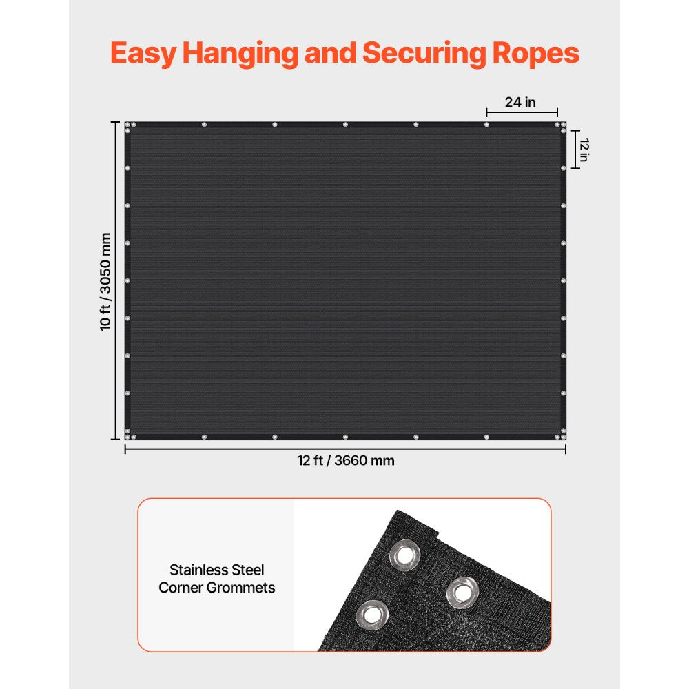 SSZGB-06 - 10x12 ft Durable HDPE Sun Shade Screen with Grommets