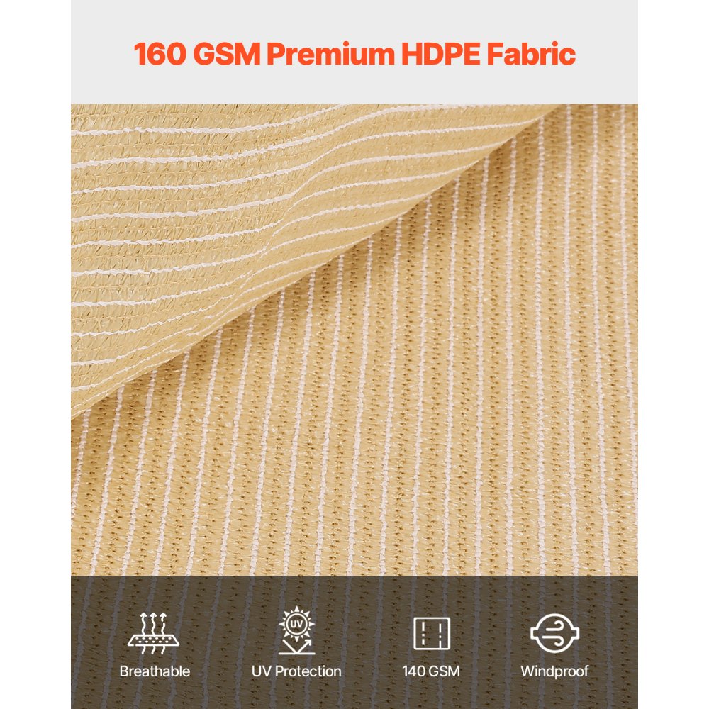 SSZGB-07 - 12x20 ft Waterproof HDPE Sun Shade Cloth with Grommets & Ties