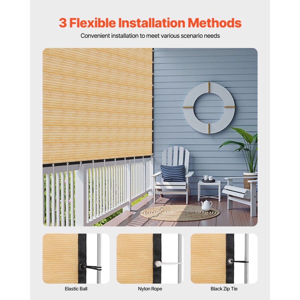 SSZGB-07 - 12x20 ft Waterproof HDPE Sun Shade Cloth with Grommets & Ties