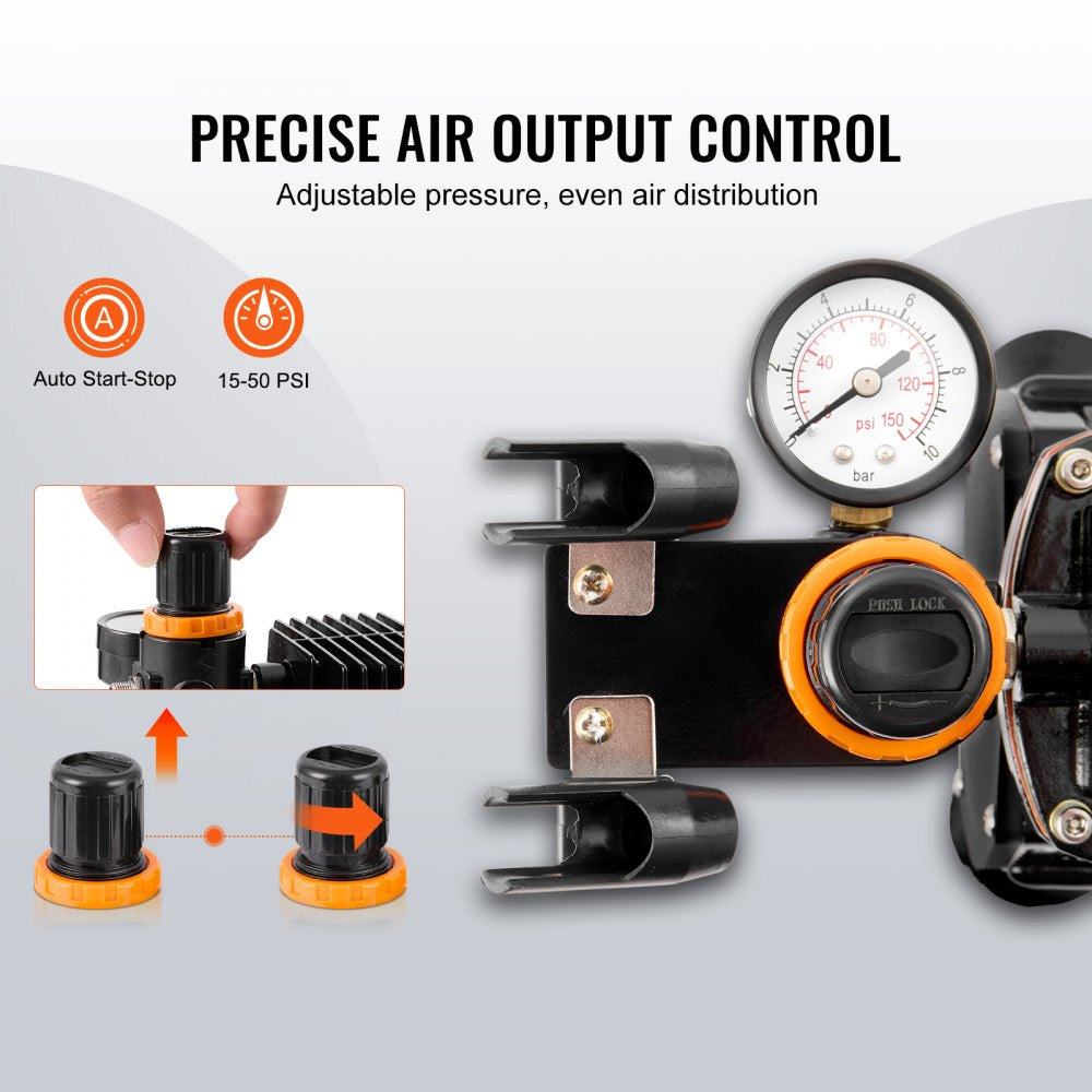 TC-20B - Dual-Fan Airbrush Compressor Kit with 6ft Hose, 15-50 PSI