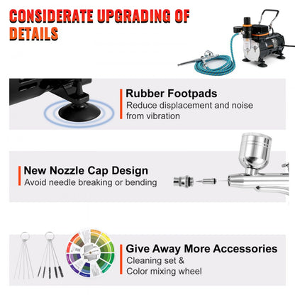 010631206188 - VEVOR Airbrush Kit with Compressor & Dual-Action Nozzles