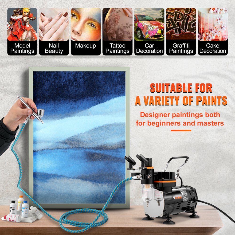 010631206188 - VEVOR Airbrush Kit with Compressor & Dual-Action Nozzles