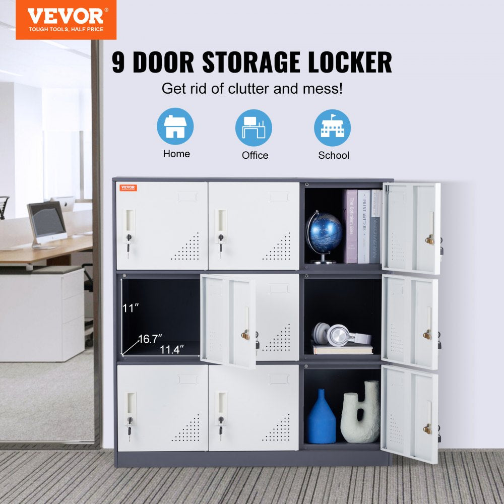 010777547160 - 9-Door Steel Locker 35.4'' x 17.7'' x 37'' for Secure Storage