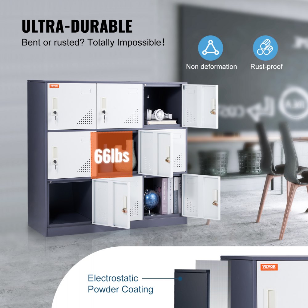 010777547160 - 9-Door Steel Locker 35.4'' x 17.7'' x 37'' for Secure Storage