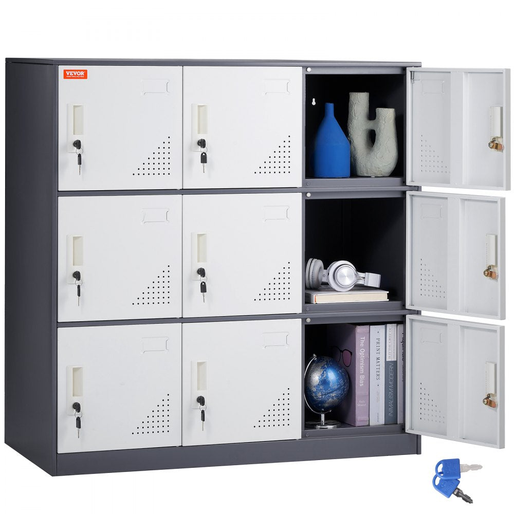 010777547160 - 9-Door Steel Locker 35.4'' x 17.7'' x 37'' for Secure Storage