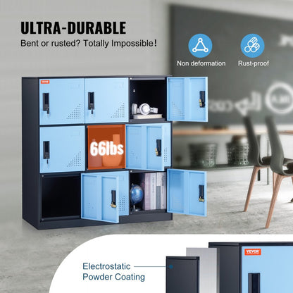 010842997131 - Secure VEVOR Metal Locker, 9 Compartments, 35.4'' x 17.7'' x 37''