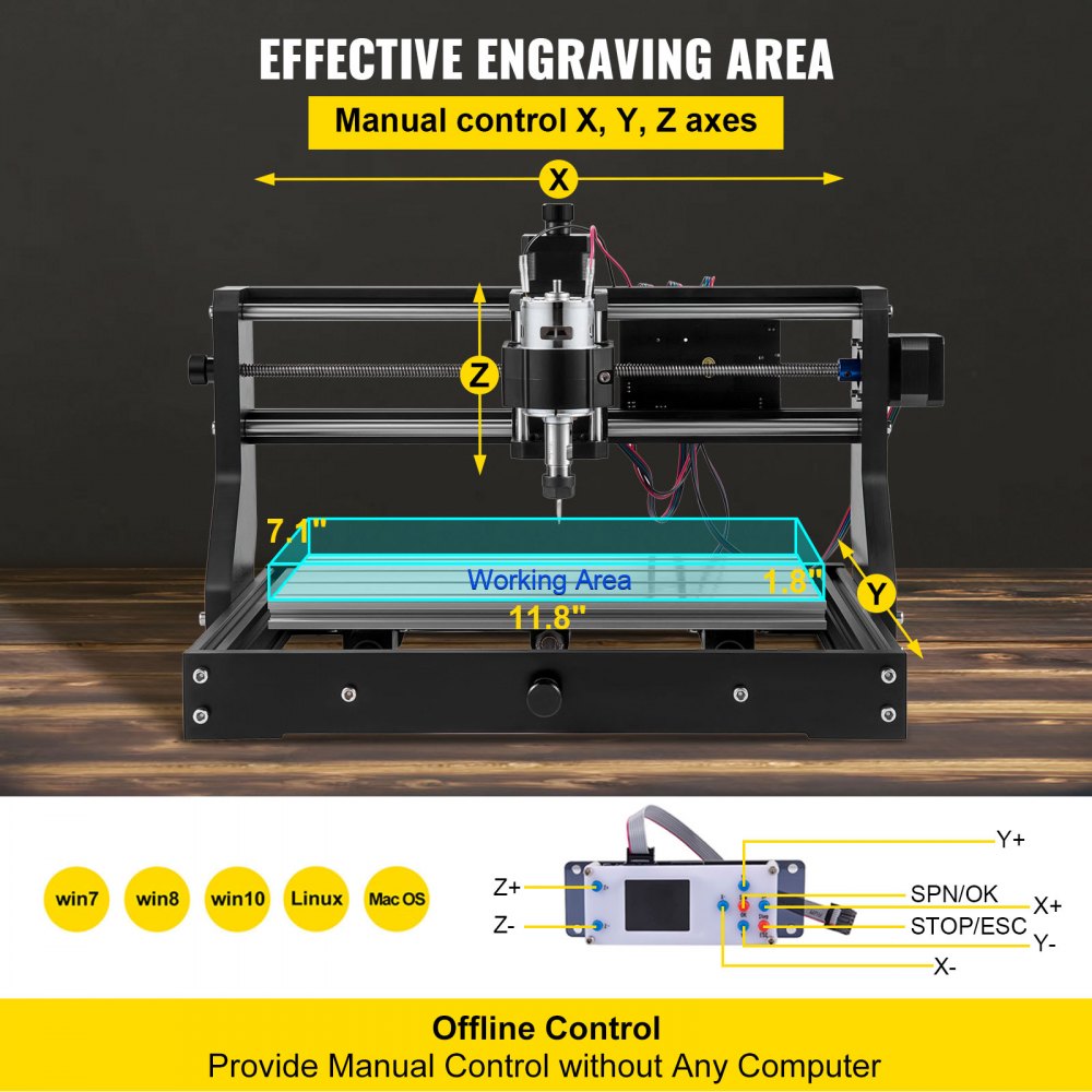 3018Pro - VEVOR 11.8"x7.1" CNC Router for Engraving & More