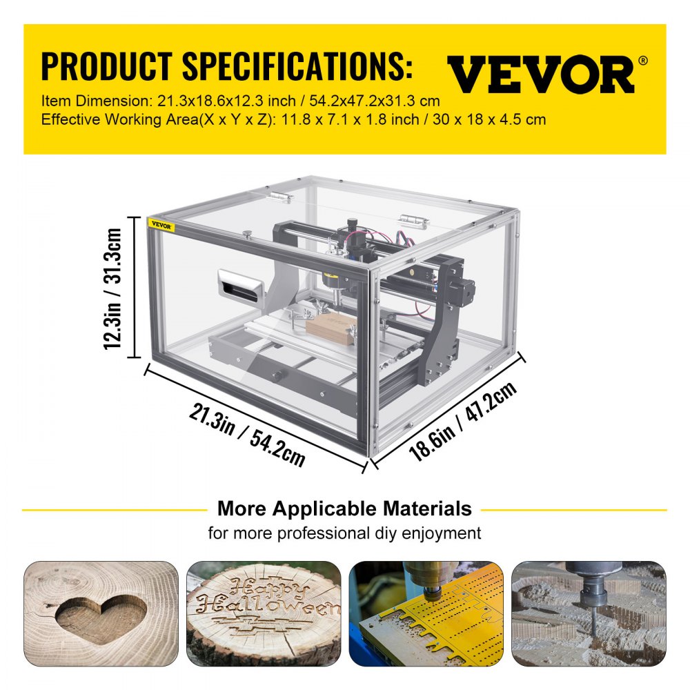 3018Pro - VEVOR 11.8"x7.1" CNC Router for Engraving & More