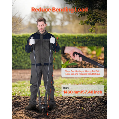 APH525 - 57.48" Carbon Steel Post Hole Digger for Gardening Efficiency