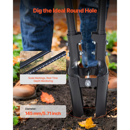 APH525 - 57.48" Carbon Steel Post Hole Digger for Gardening Efficiency