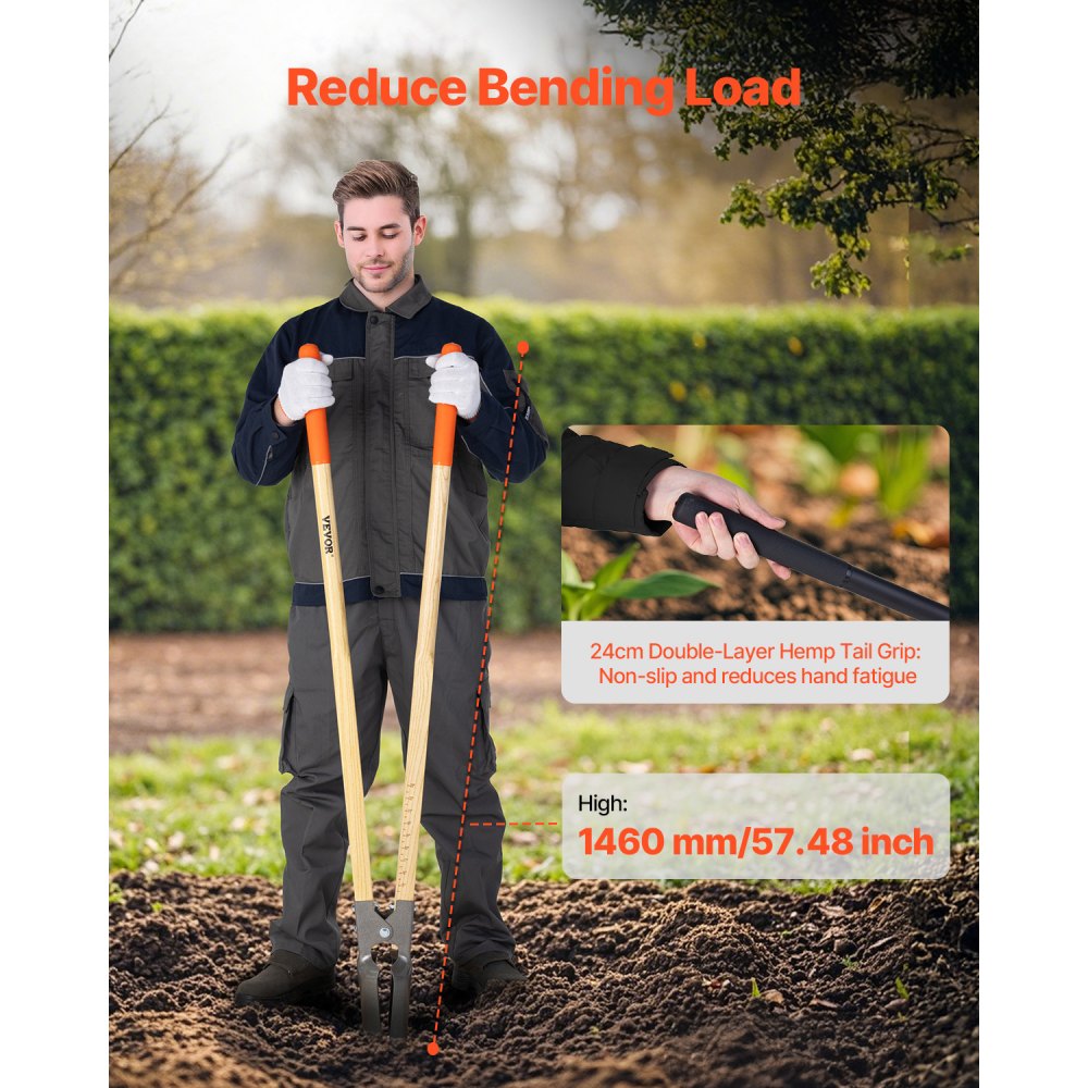 YM301 - 57.48" Manual Post Hole Digger with 4.33" Round Metal Blade