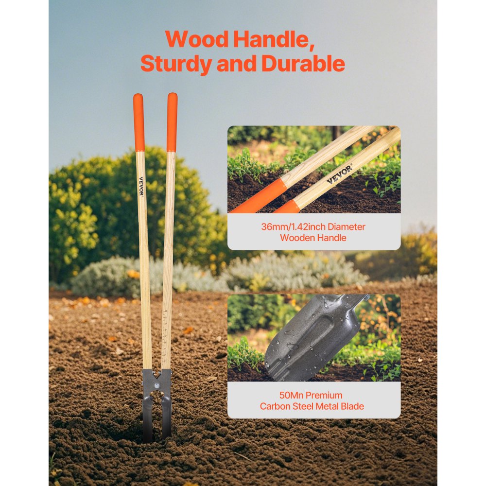 YM301 - 57.48" Manual Post Hole Digger with 4.33" Round Metal Blade