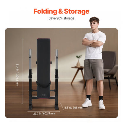 YFBH-9B - Versatile Weight Bench for Home Gym with Adjustable Height & Squat Rack