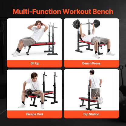YFBH-9B - Versatile Weight Bench for Home Gym with Adjustable Height & Squat Rack
